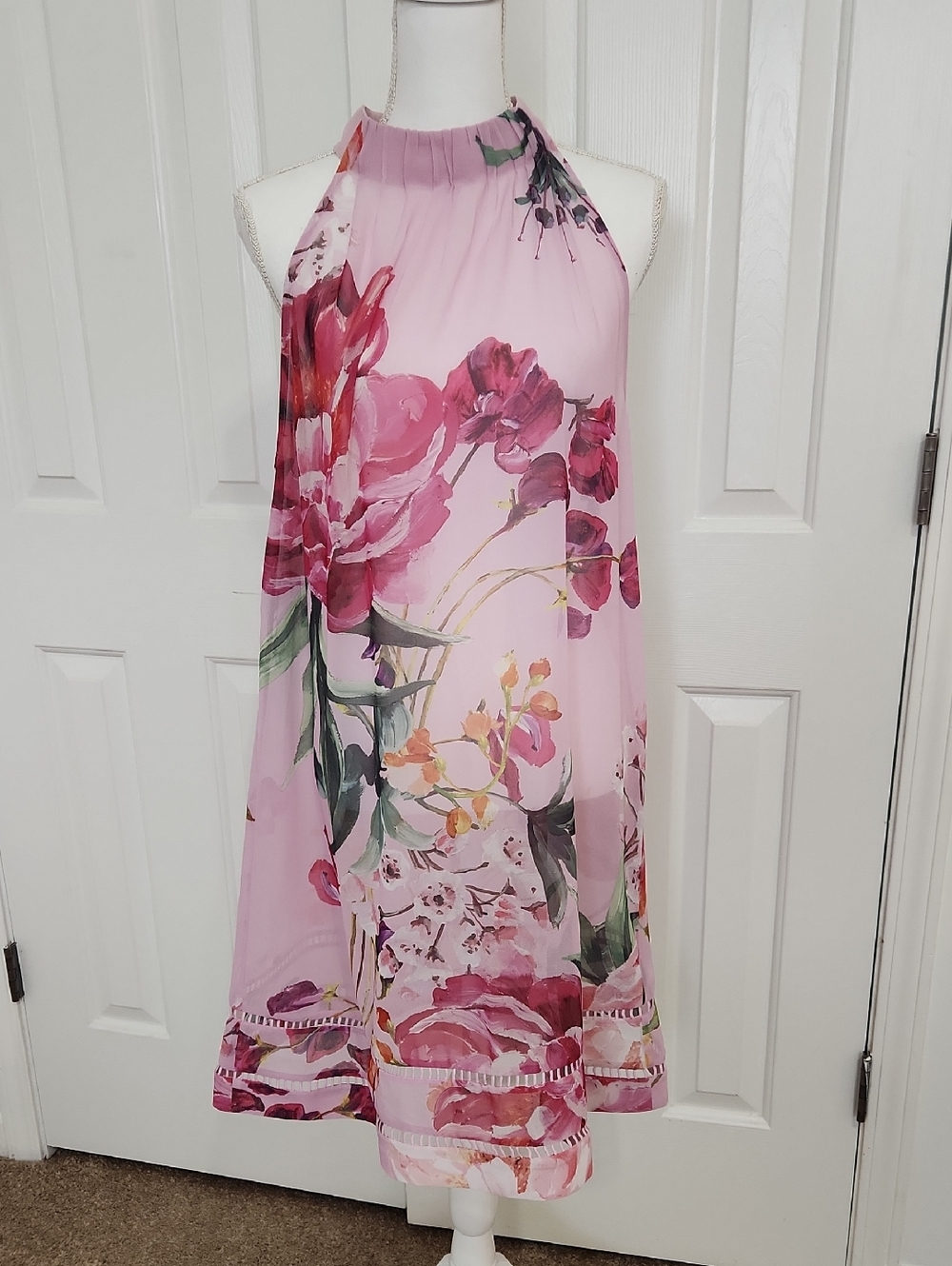 Ted Baker A Line Pink Floral Sheer Dress Small Designer Cottagecore Fairycore